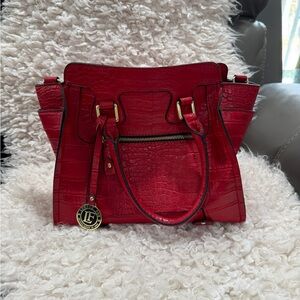 London Fog Mob Wife bag in red faux crocodile leather brand new
